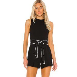 Alice + Olivia Harlan Mockneck Pleated Romper with Belt